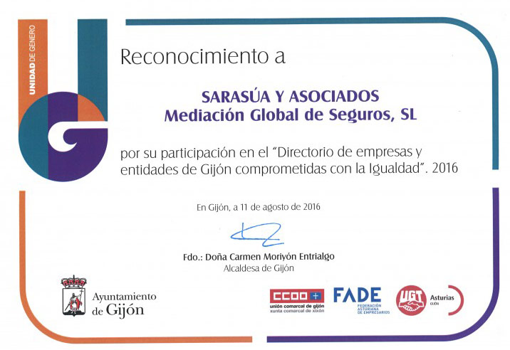 Reconocimiento a Saras&uacute;a y Asociados